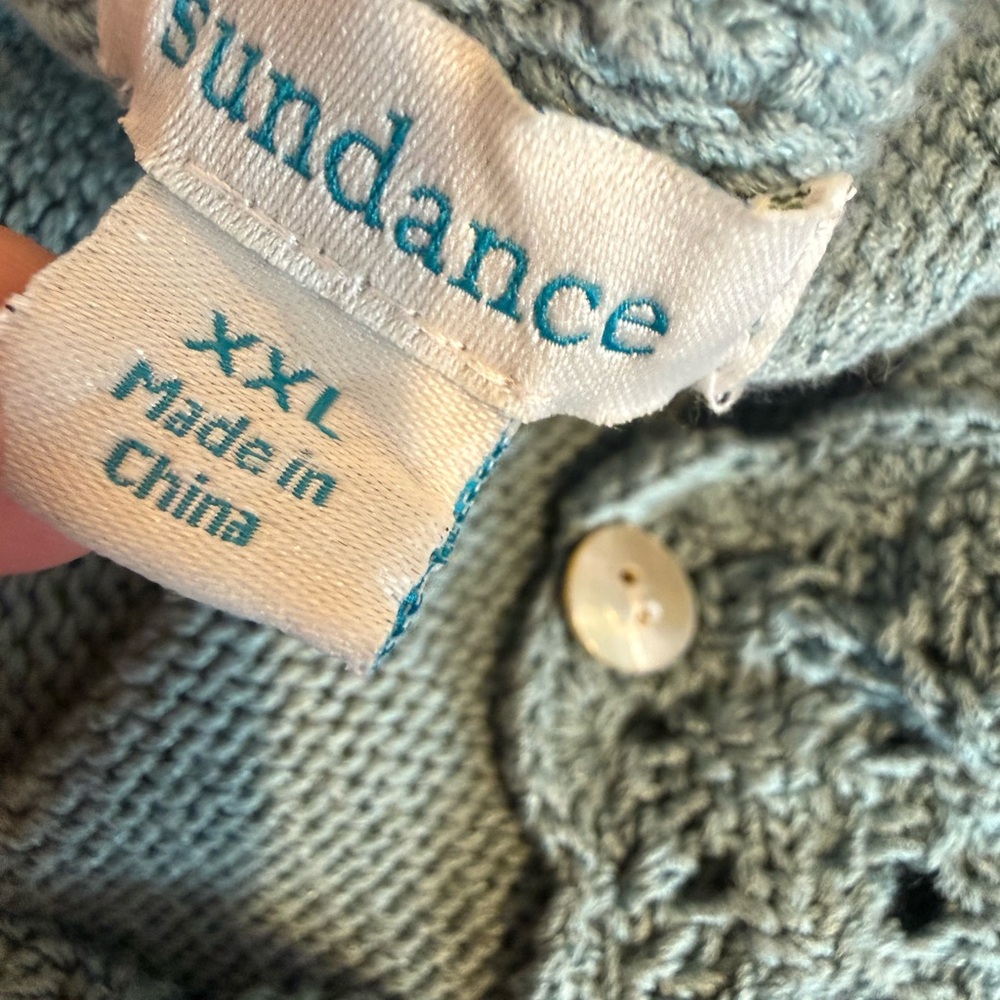 Sundance Cardigan Dover Pointelle Knit Dusty Blue Teal buttoned Cardi sweater - Picture 7 of 8